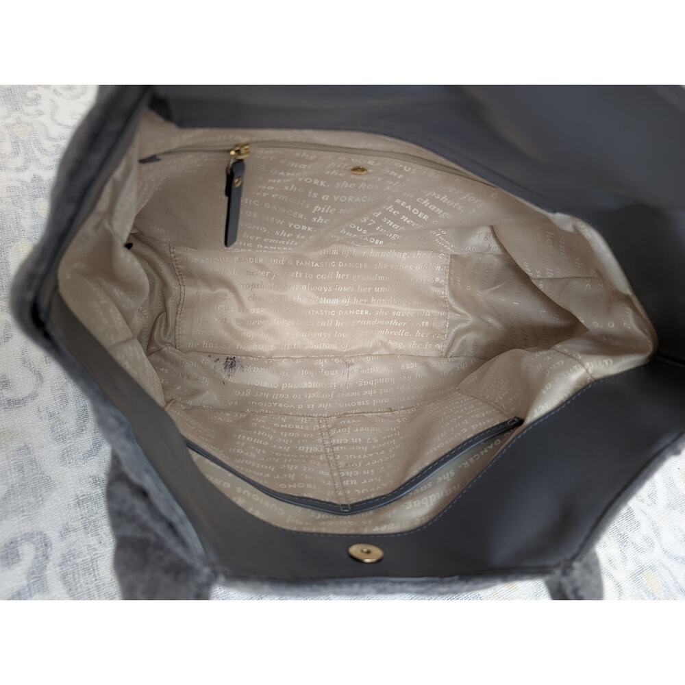 Kate Spade Gray Wool and Leather Dazzle Dot Bag with Storybook Lining - Picture 13 of 15